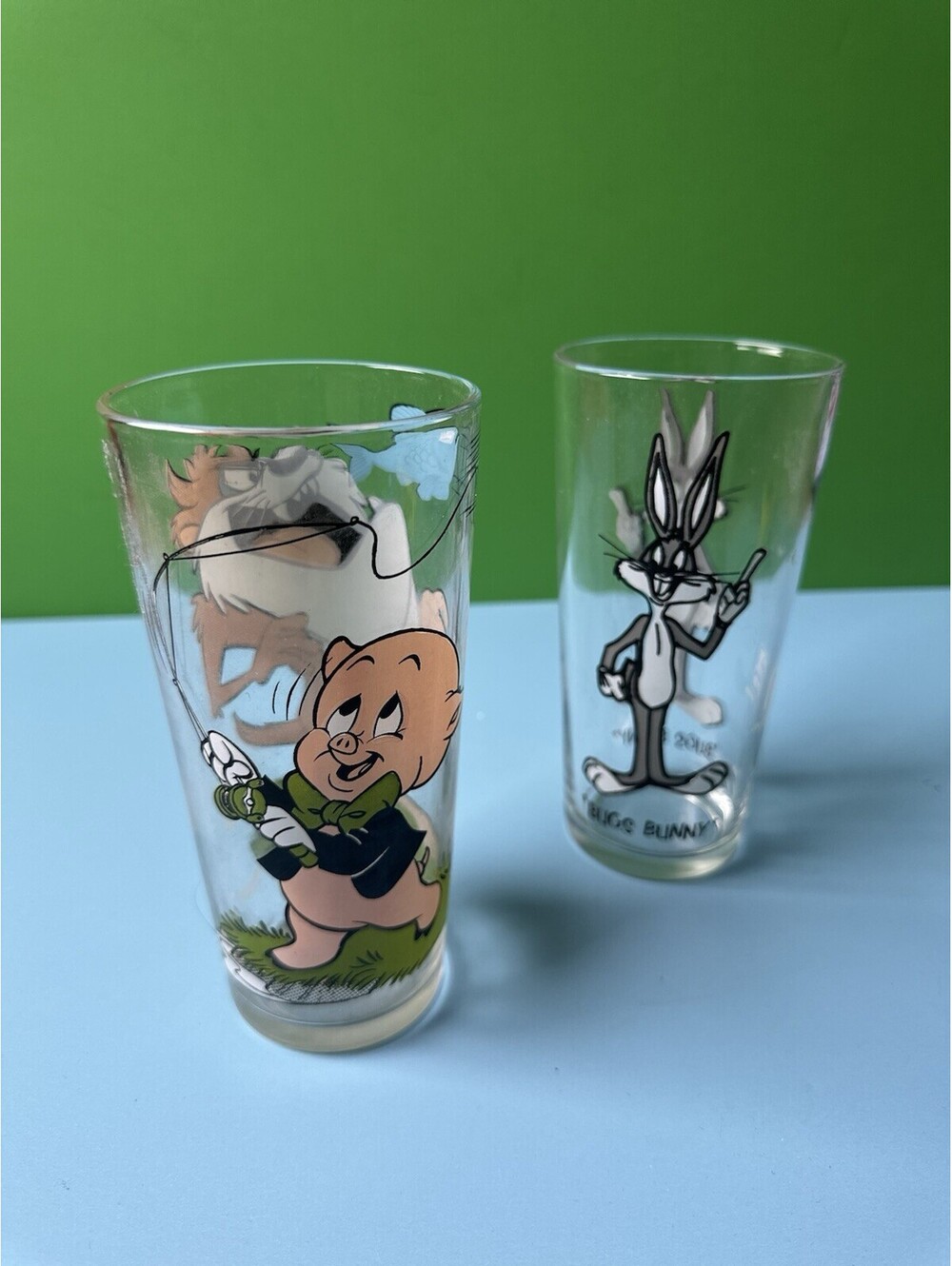 Vintage 1973 Pepsi Collector Series Set Of Two Bugs Bunny Porky Pig Taz Glasses